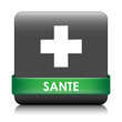 image du symbole de SANTE avec la croix blanche et le mot SANTE sur bande verte