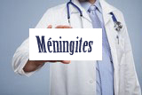 image avec une pancarte où c'est indiqué la maladie meningites 